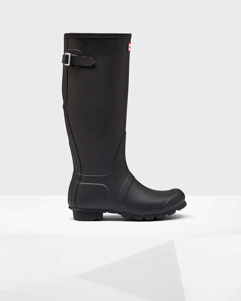 Hunter Original Tall Back Adjustable Women Rain Boots Black | 255800048