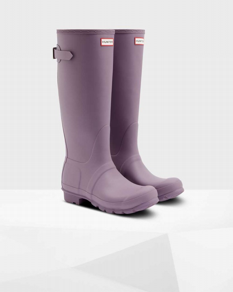 Hunter Original Tall Back Adjustable Women Rain Boots Purple | 664647343