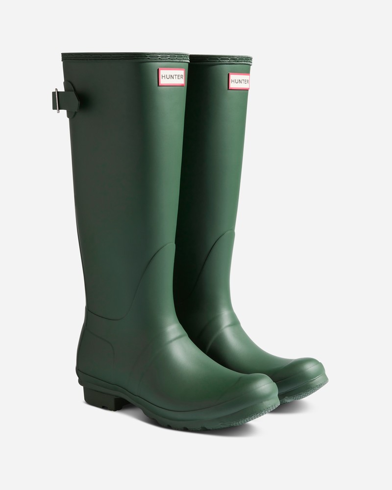 Hunter Original Tall Back Adjustable Women Wellington Boots Green | 631131274