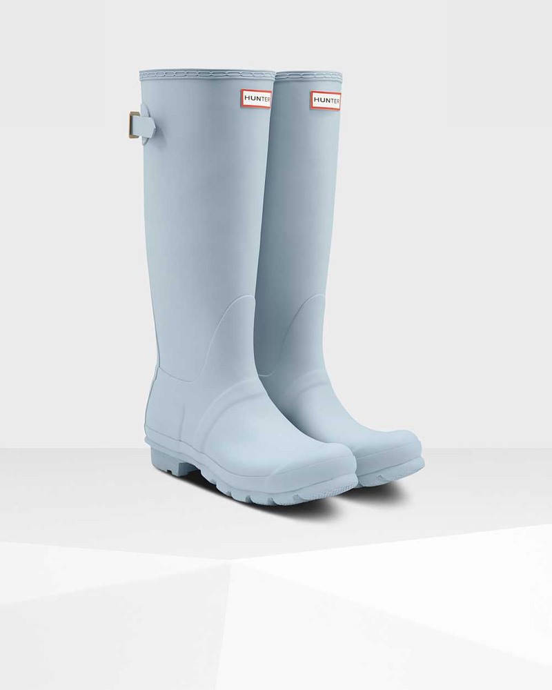 Hunter Original Tall Back Adjustable Women Rain Boots Grey | 195000655