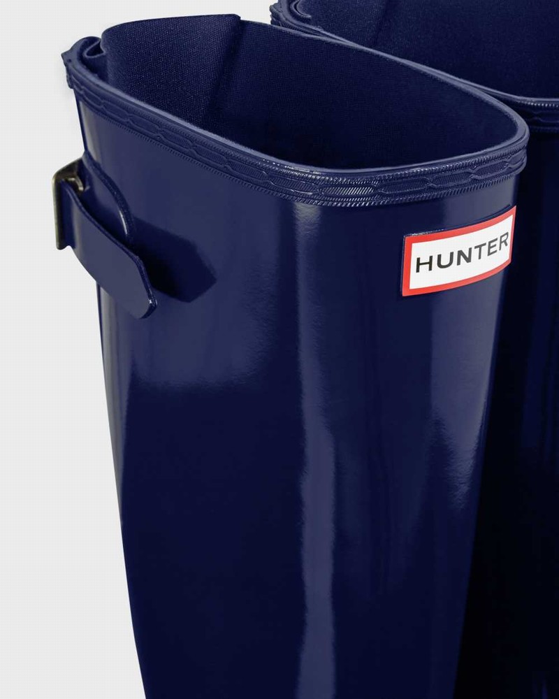 Hunter Original Tall Back Adjustable Women Rain Boots Blue | 422280061