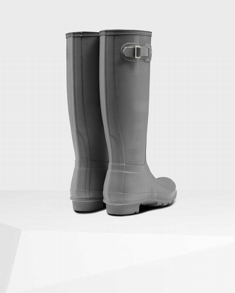 Hunter Original Tall Exploded Logo Texture Women Rain Boots Grey | 829732748