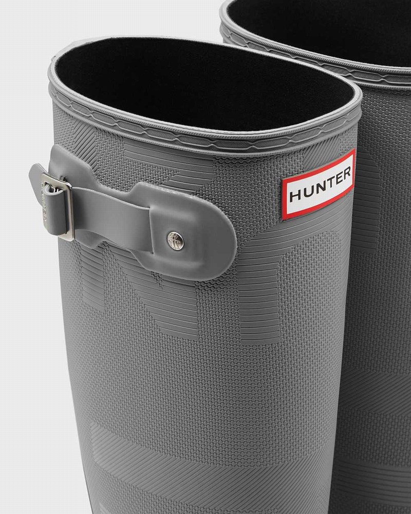 Hunter Original Tall Exploded Logo Texture Women Rain Boots Grey | 829732748