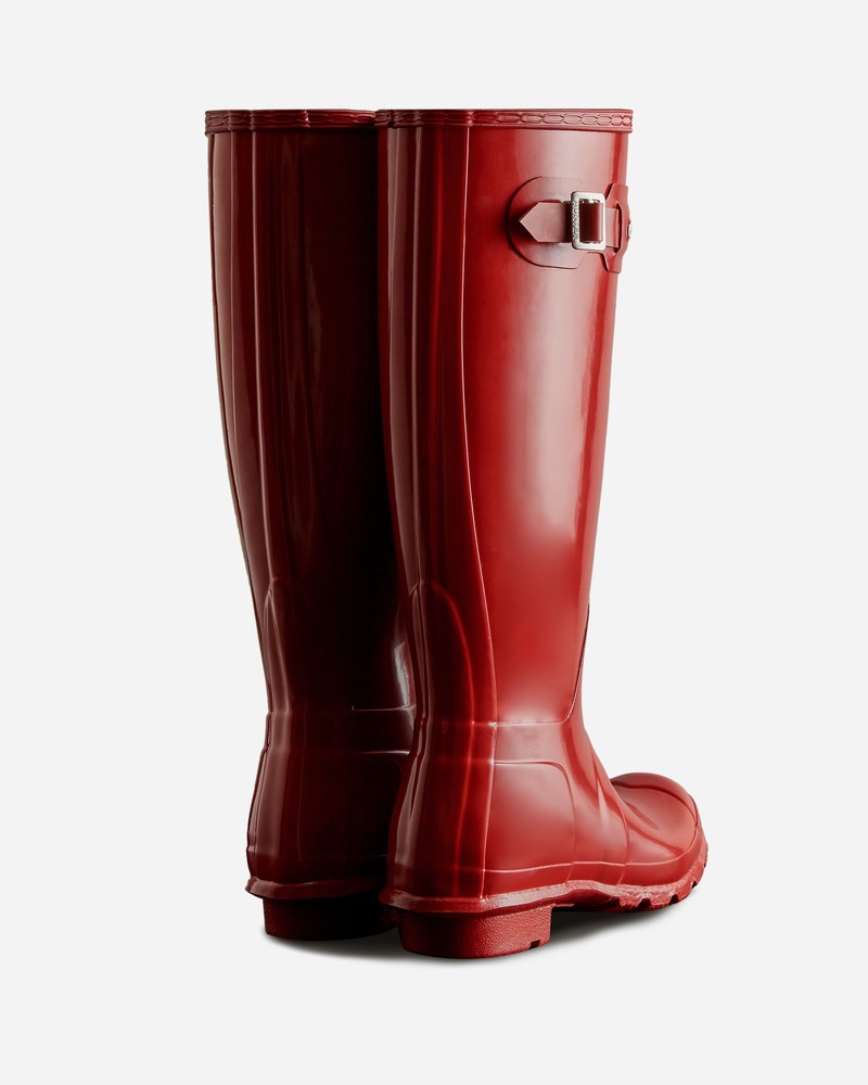 Hunter Original Tall Gloss Women Wellington Boots Red | 40163899