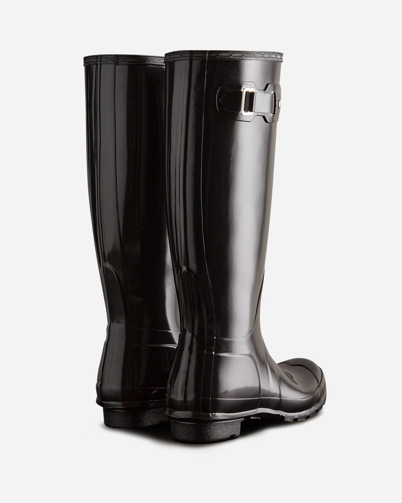 Hunter Original Tall Gloss Women Wellington Boots Black | 34072333