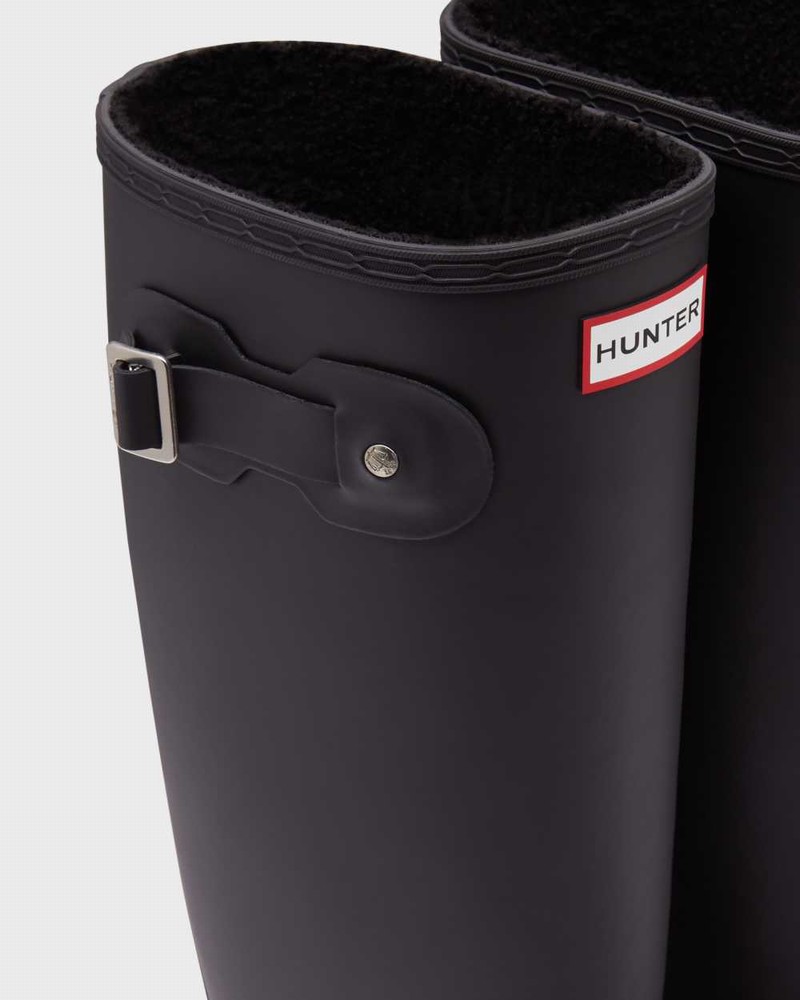 Hunter Original Tall Insulated Wide Leg Women Rain Boots Black | 729680494