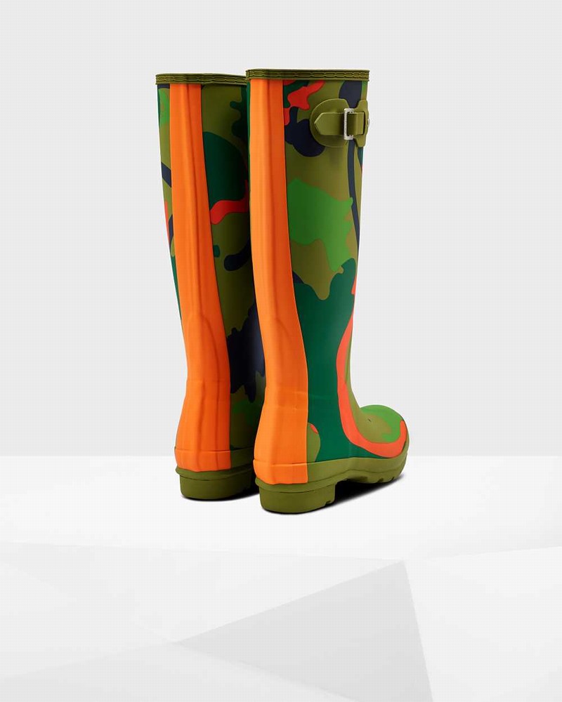 Hunter Original Tall Rockpool Camo Women Rain Boots Olive | 921437934