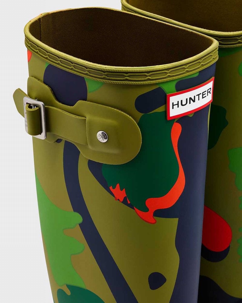 Hunter Original Tall Rockpool Camo Women Rain Boots Olive | 921437934