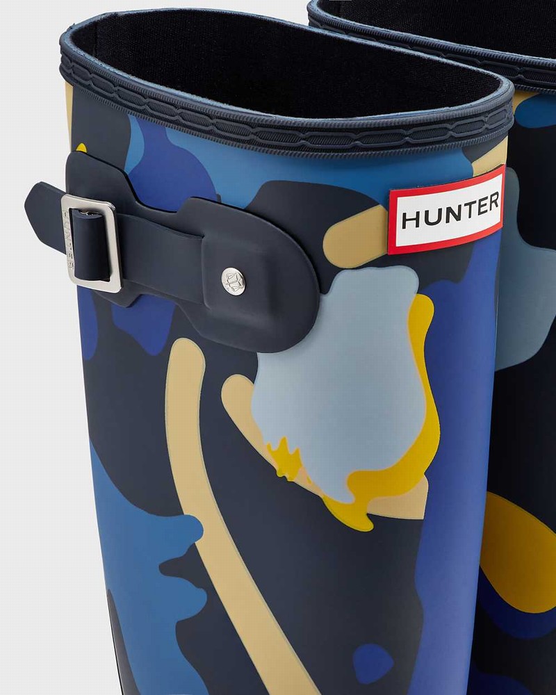 Hunter Original Tall Rockpool Camo Women Rain Boots Navy | 805565936