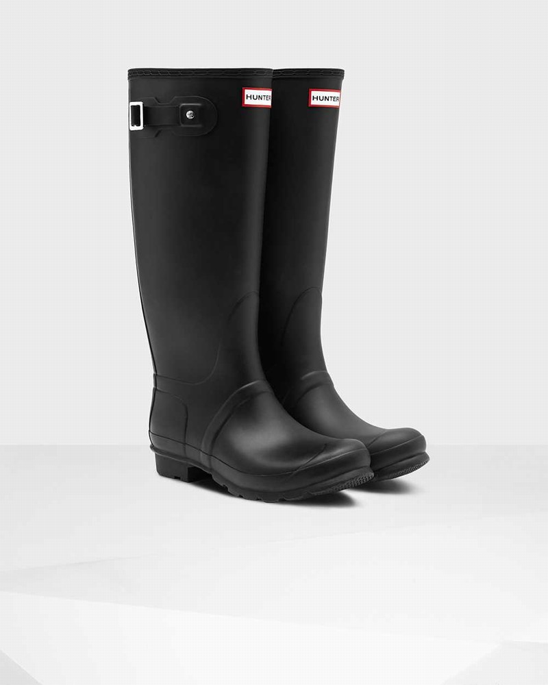 Hunter Original Tall Wide Leg Women Rain Boots Black | 327101382