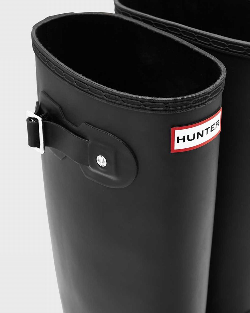 Hunter Original Tall Wide Leg Women Rain Boots Black | 327101382