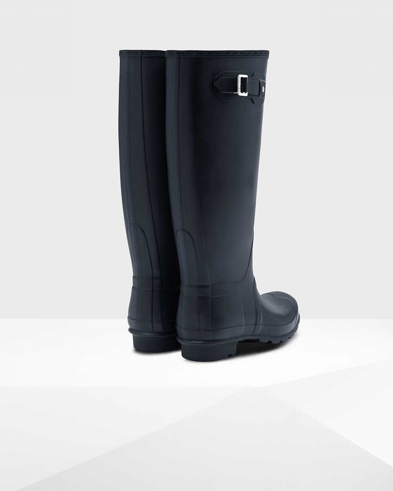 Hunter Original Tall Wide Leg Women Rain Boots Navy | 278677864