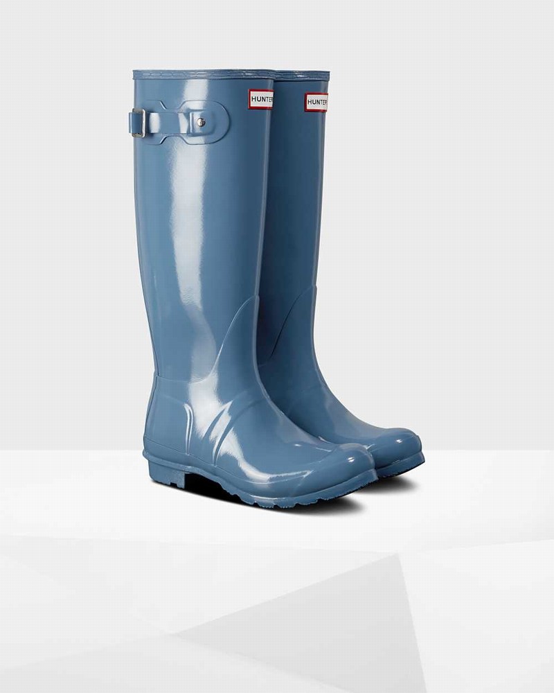 Hunter Original Tall Women Rain Boots Blue | 264175551