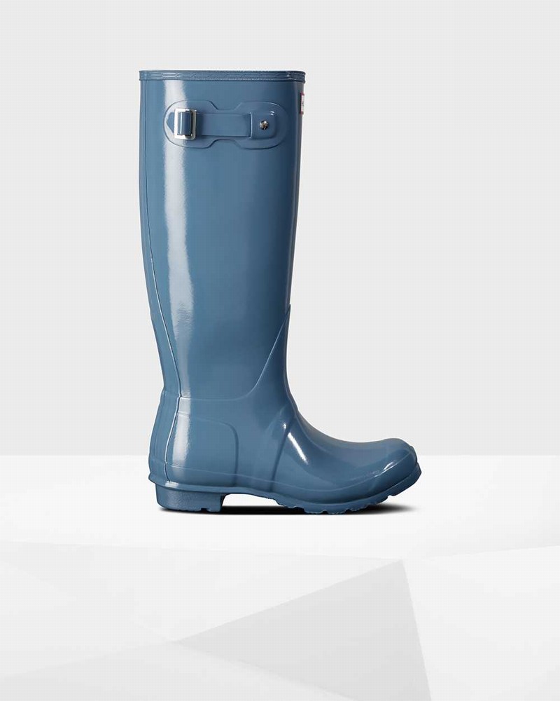 Hunter Original Tall Women Rain Boots Blue | 264175551
