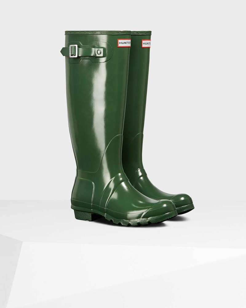 Hunter Original Tall Women Rain Boots Green | 402672300
