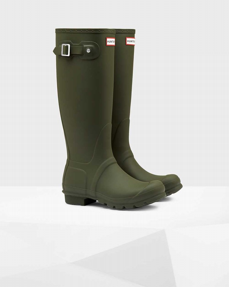 Hunter Original Tall Women Rain Boots Olive | 218989544