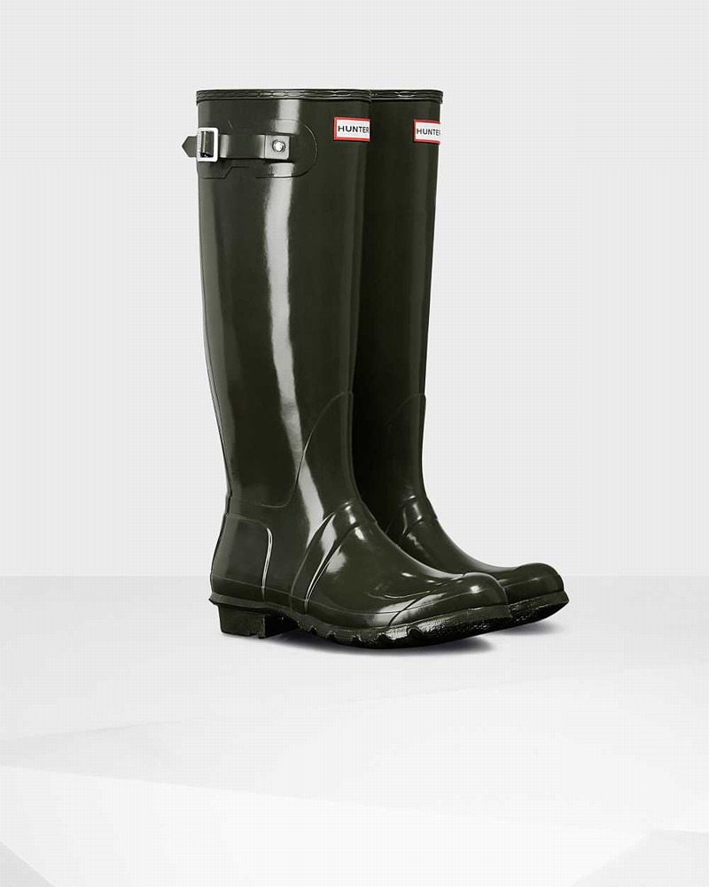 Hunter Original Tall Women Rain Boots Olive | 693536565