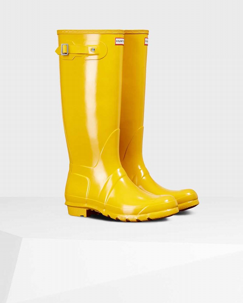 Hunter Original Tall Women Rain Boots Yellow | 694876707
