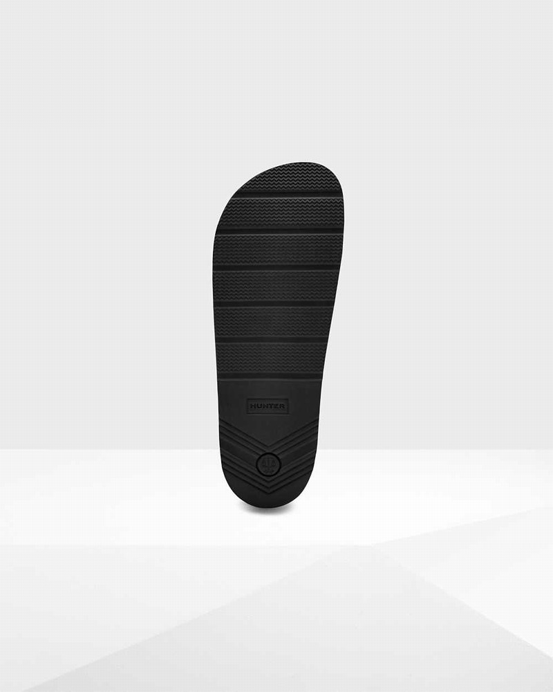 Hunter Original Terry Towelling Logo Adjustable Men Slides Black | 104216767
