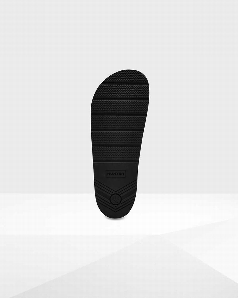 Hunter Original Terry Towelling Logo Adjustable Women Slides Black | 328453680
