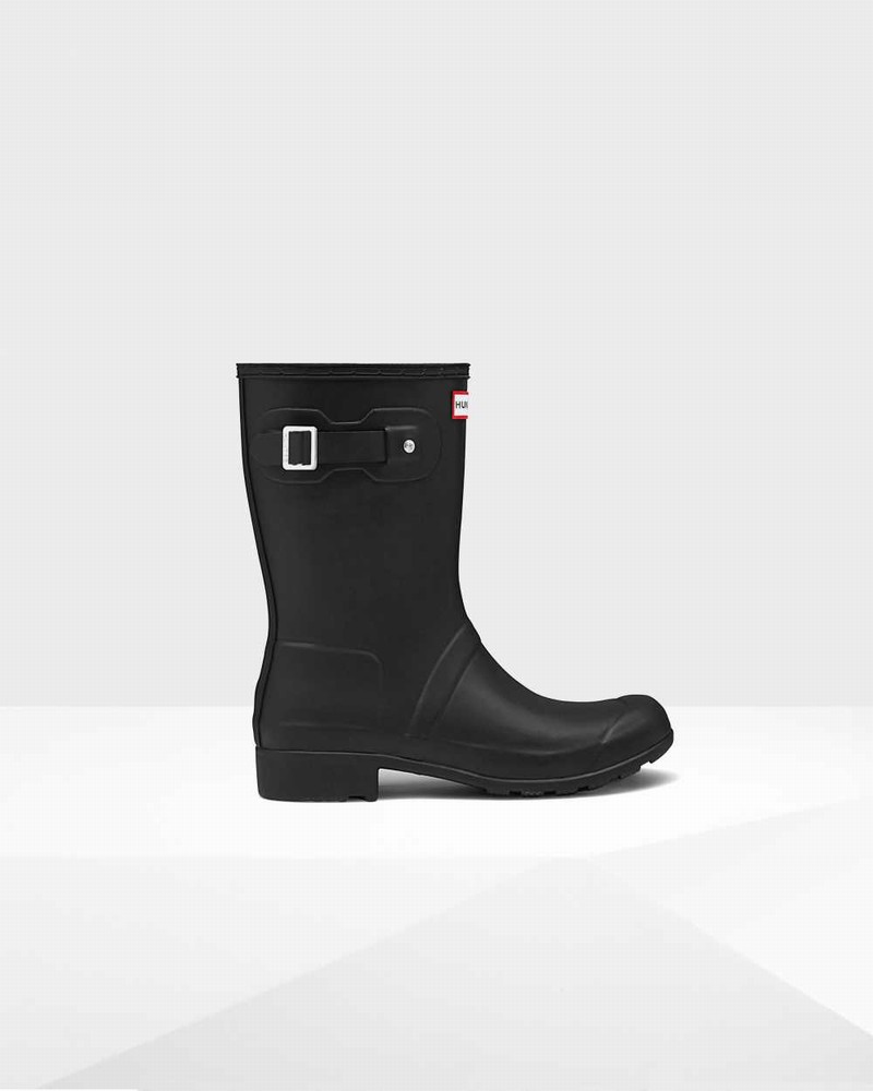 Hunter Original Tour Foldable Short Mid-Calf Women Rain Boots Black | 541064005