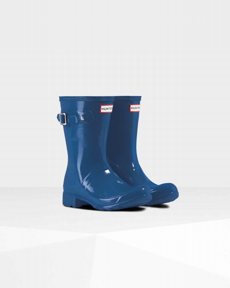 Hunter Original Tour Foldable Short Mid-Calf Women Rain Boots Blue | 725478667
