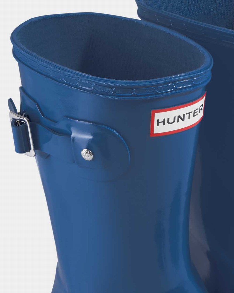Hunter Original Tour Foldable Short Mid-Calf Women Rain Boots Blue | 725478667