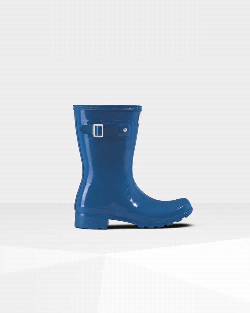 Hunter Original Tour Foldable Short Mid-Calf Women Rain Boots Blue | 725478667