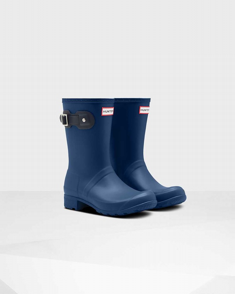 Hunter Original Tour Foldable Short Mid-Calf Women Rain Boots Navy | 854975913