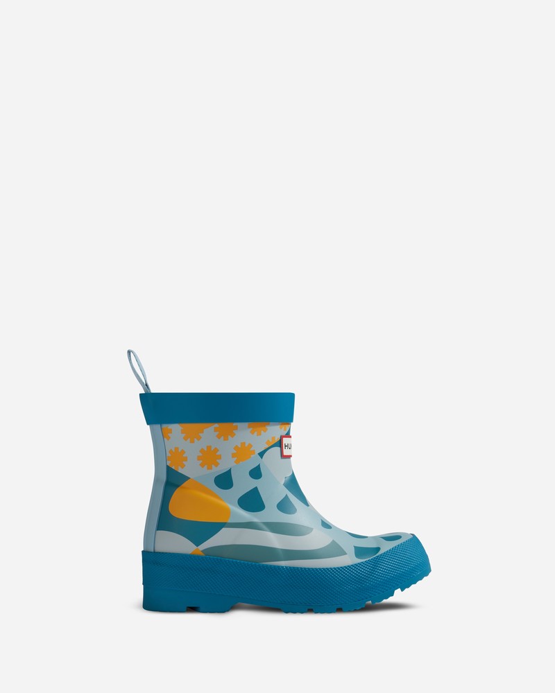 Hunter Patchwork Weather Print Play Kids\' Wellington Boots Turquoise | 937410459