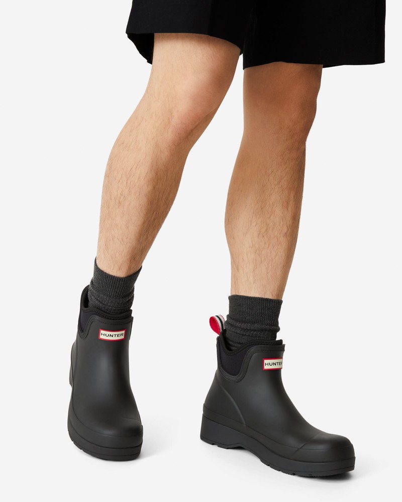 Hunter Play Neoprene Men Chelsea Boots Black | 322259461