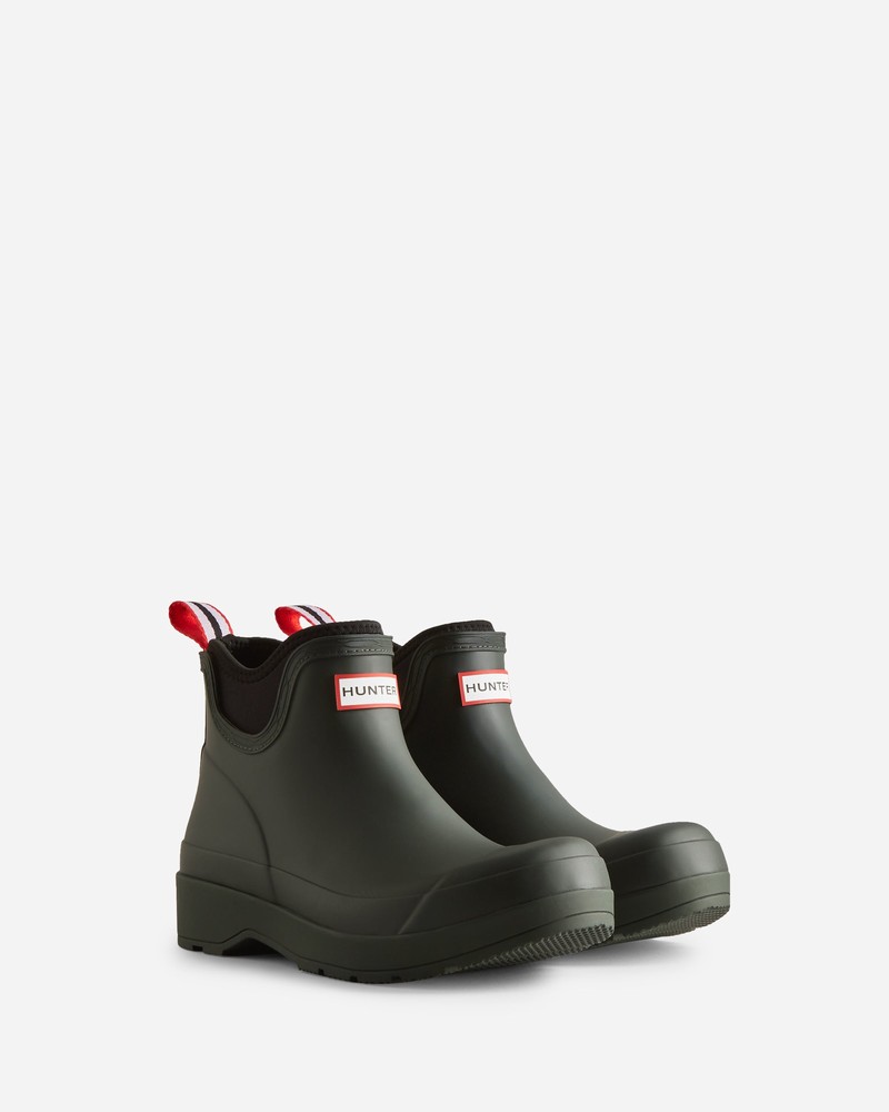 Hunter Play Neoprene Men Chelsea Boots Green | 161131260