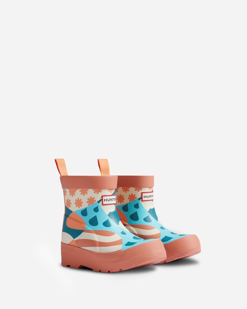 Hunter Play Patchwork Weather Print Kids' Boots Pink | 201299192