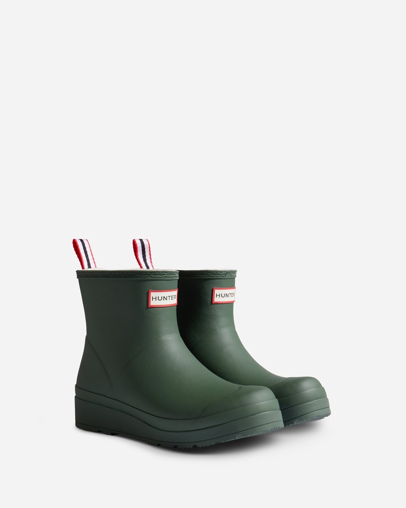 Hunter Play Shearling Insulated Short Women Wellington Boots Green | 358912629