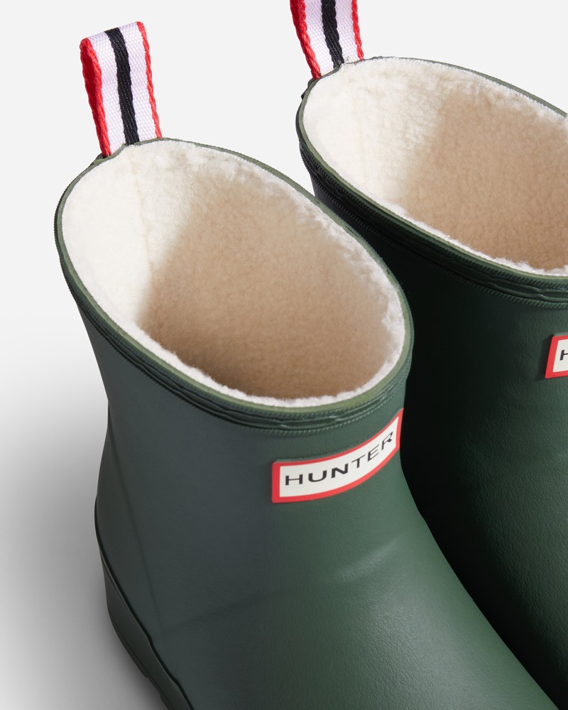 Hunter Play Shearling Insulated Short Women Wellington Boots Green | 358912629