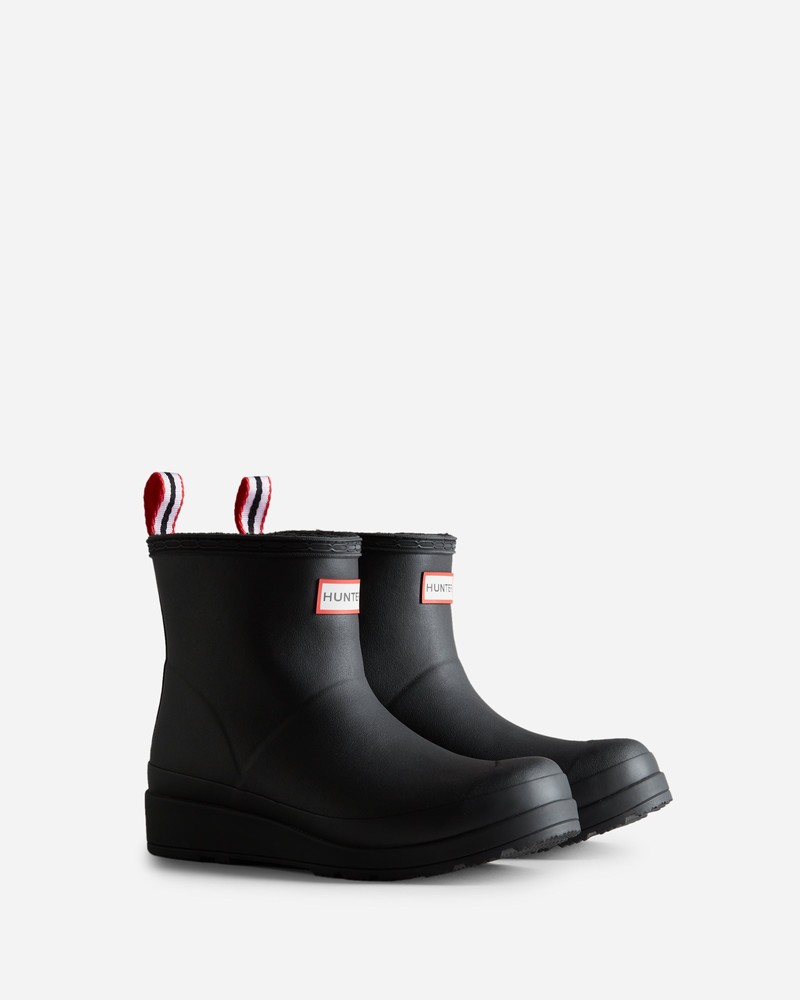 Hunter Play Shearling Insulated Short Women Wellington Boots Black | 474737399