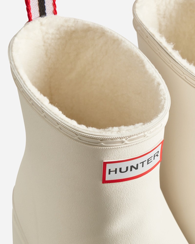 Hunter Play Shearling Insulated Short Women Wellington Boots White | 309302021
