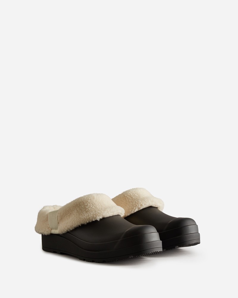 Hunter Play Shearling Insulated Women Clogs Black | 604722476