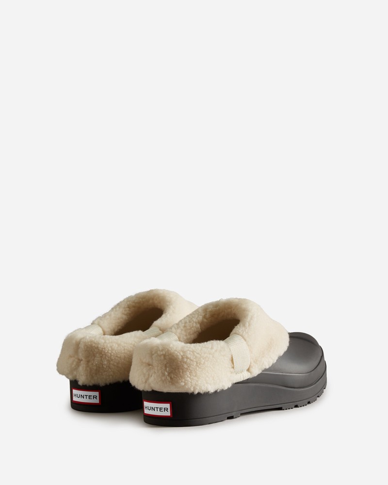 Hunter Play Shearling Insulated Women Clogs Black | 604722476