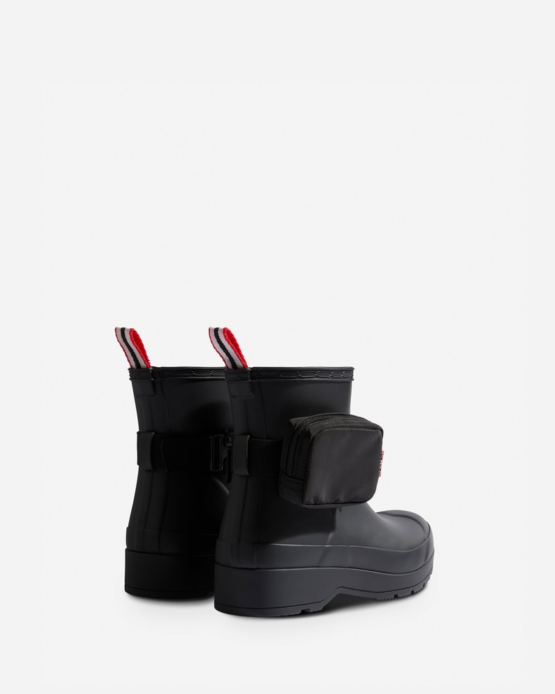 Hunter Play Short Pouch Buckle Belt Women Boots Black | 471351859