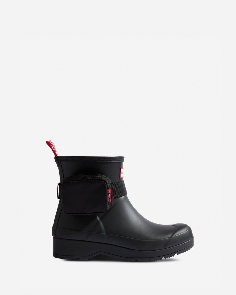 Hunter Play Short Pouch Buckle Belt Women Boots Black | 471351859