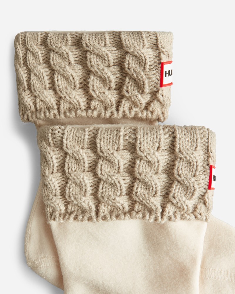 Hunter Recycled 6 Stitch Cable Boot Kids' Socks Beige | 498272691