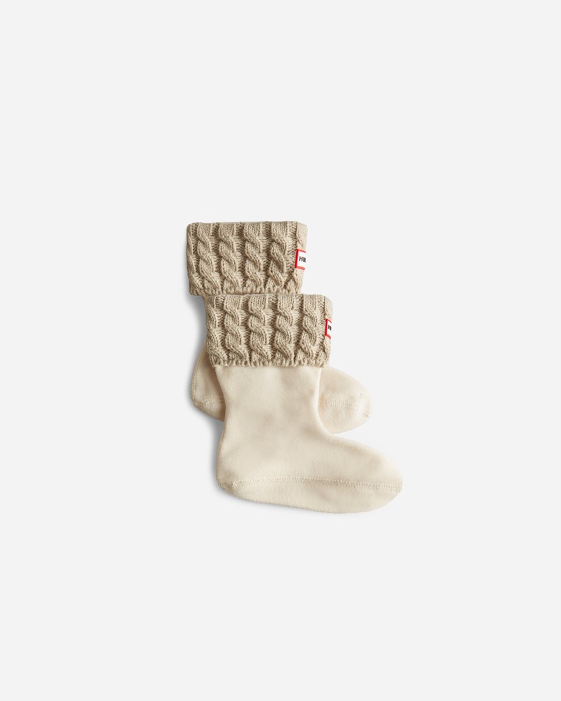 Hunter Recycled 6 Stitch Cable Boot Kids\' Socks Beige | 498272691