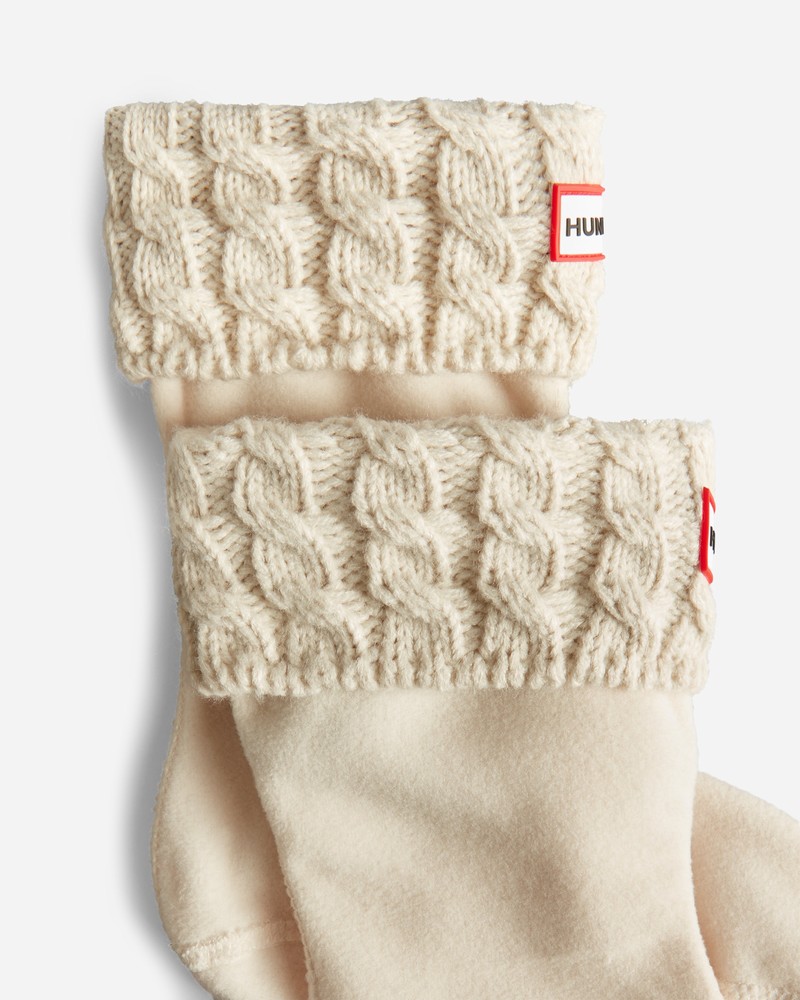 Hunter Recycled 6 Stitch Cable Boot Kids' Socks White | 219903553