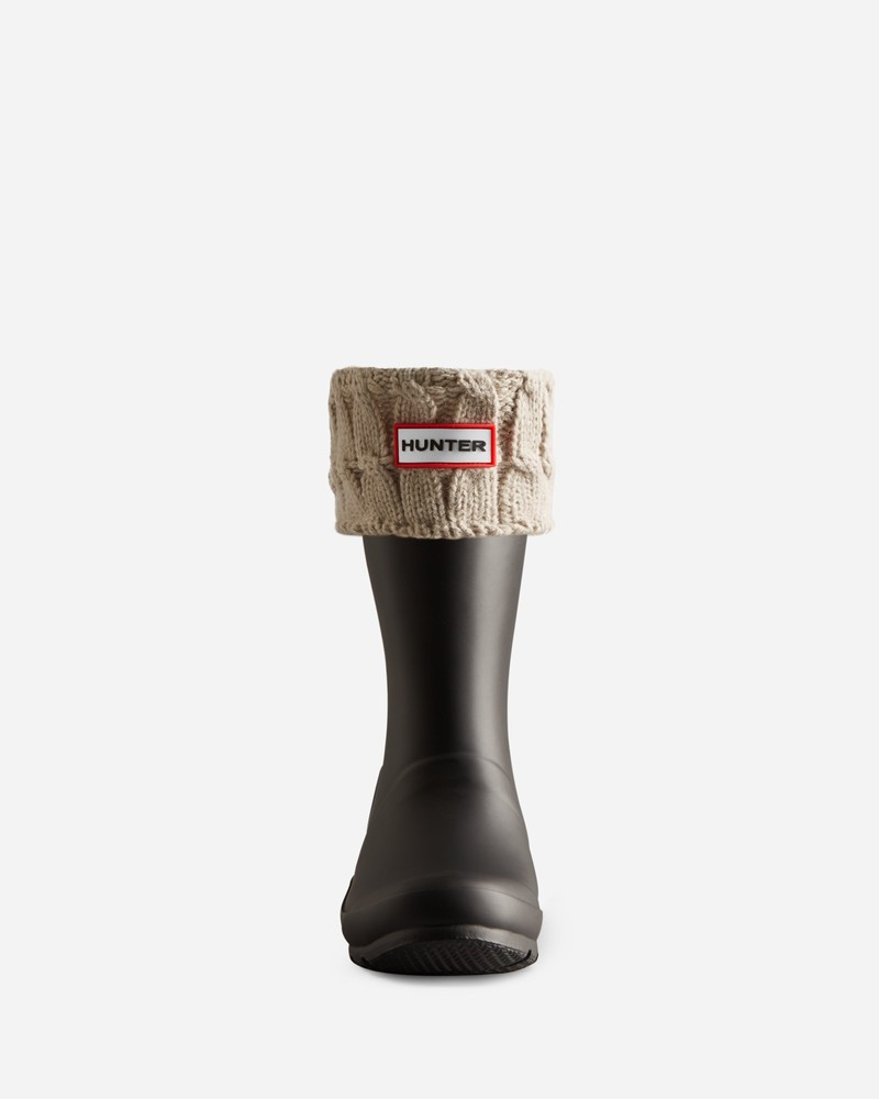 Hunter Recycled 6 Stitch Cable Cuff Short Boot Women Socks Beige | 857550501