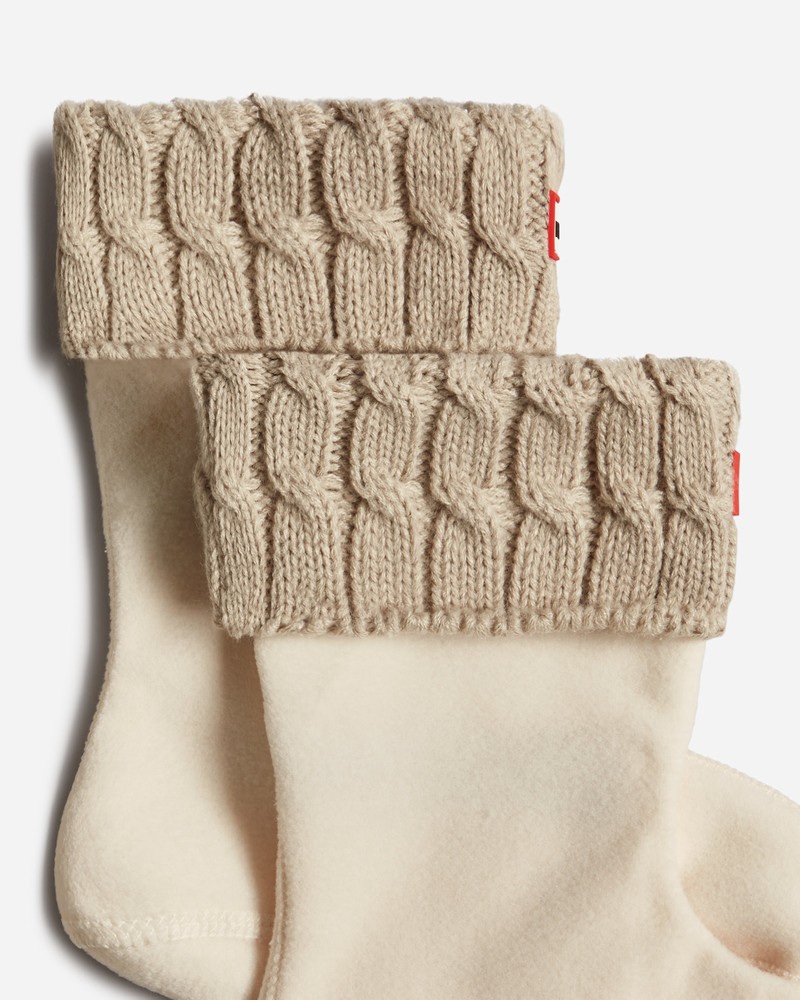 Hunter Recycled 6 Stitch Cable Cuff Short Boot Women Socks Beige | 857550501