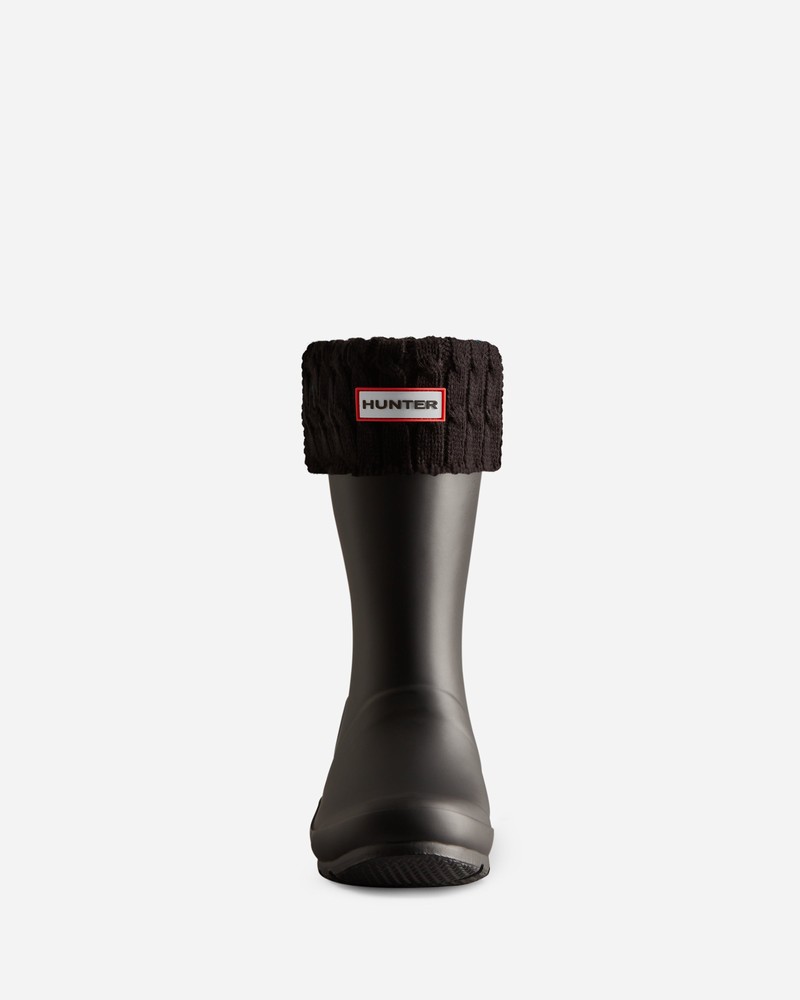 Hunter Recycled 6 Stitch Cable Cuff Short Boot Women Socks Black | 663031075