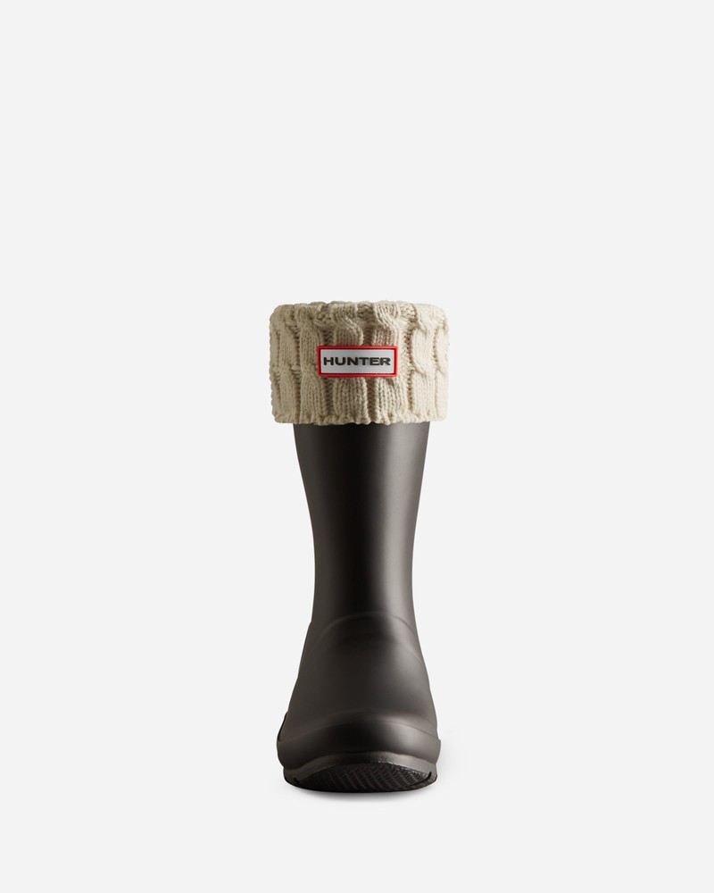Hunter Recycled 6 Stitch Cable Cuff Short Boot Women Socks White | 609562402