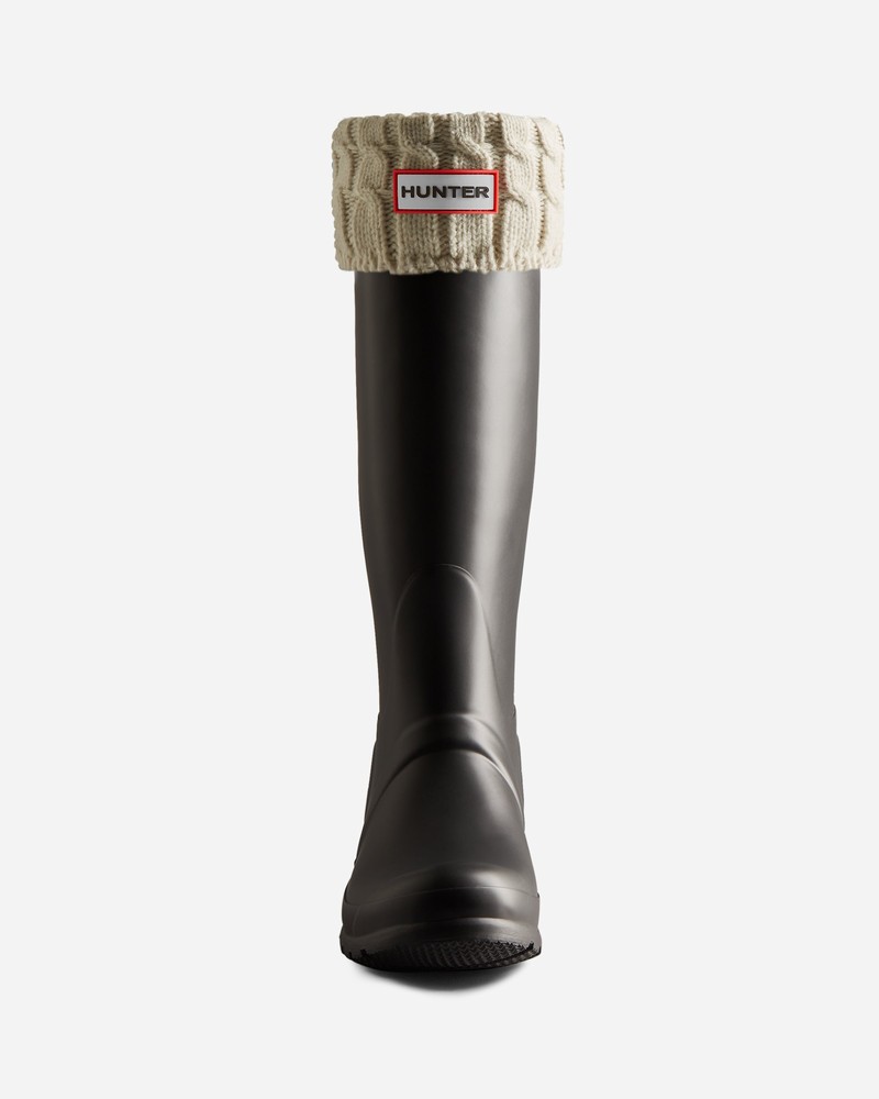 Hunter Recycled 6 Stitch Cable Cuff Tall Boot Men Socks White | 393742230