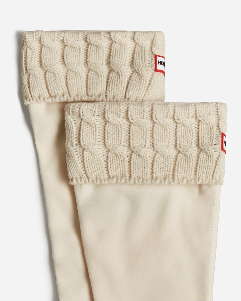 Hunter Recycled 6 Stitch Cable Cuff Tall Boot Men Socks White | 393742230